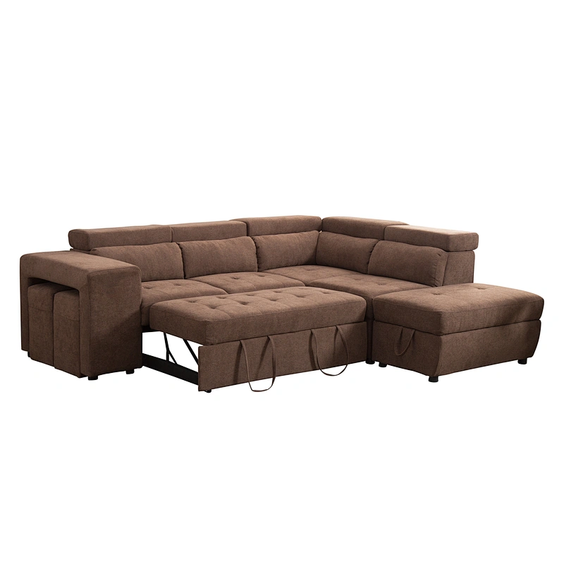 Brown modern style soft and comfortable sponge with storage high quality function living room sofa bed