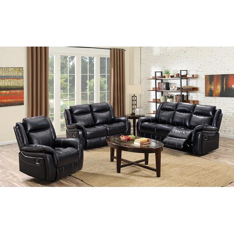 High quality chocolate color healthy leather memory foam comfortable big back old man living room recliner sofa