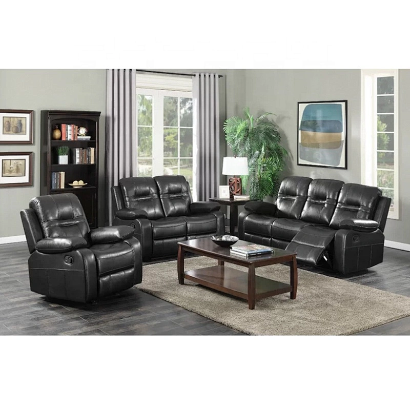 Fashion leather couch set double sofa modern recliner chair for home furniture