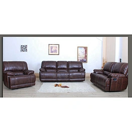 High quality chocolate color healthy leather memory foam comfortable big back old man living room recliner sofa