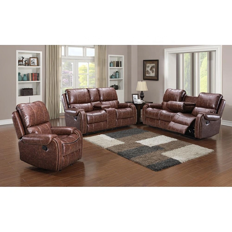 China supplier living room sofa fashion 3 2 1chocolate leather recliner sofa set for home