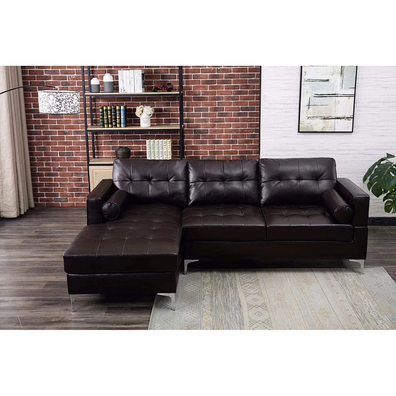 European style red leather with quality qualified sponge cushion three-seat sofa with single recliner living room sofa
