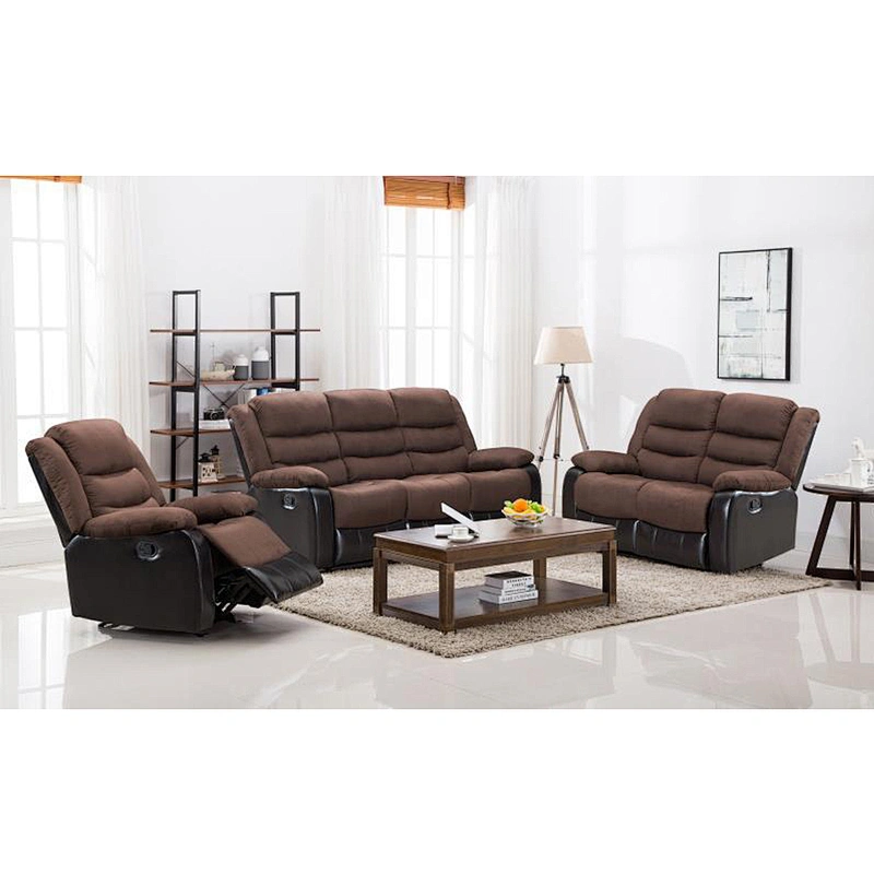 Frank Furniture Wholesale Recliner Leather Sofa Chair Glider Rocker Two Tone Patchwork Recliner Sofa Set