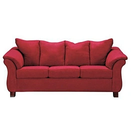 Red healthy sponge cushion high quality linen comfortable back three seat living room sofa