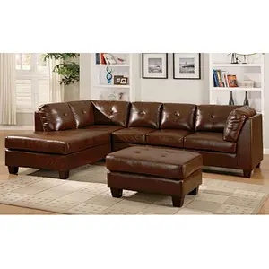 High quality leather living room furniture beige sofa cover health and comfort with double ottoman reversible corner sofa