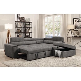 Gray high quality leather large beautiful comfortable and healthy sponge living room pull out storage sofa bed