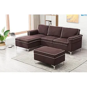 Custom Colors Minimalist Style Linen Fabric Modular Sectional Sofa