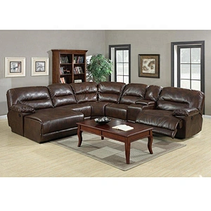 Home Furniture Living Room Leather Corner Sofa with Recliner