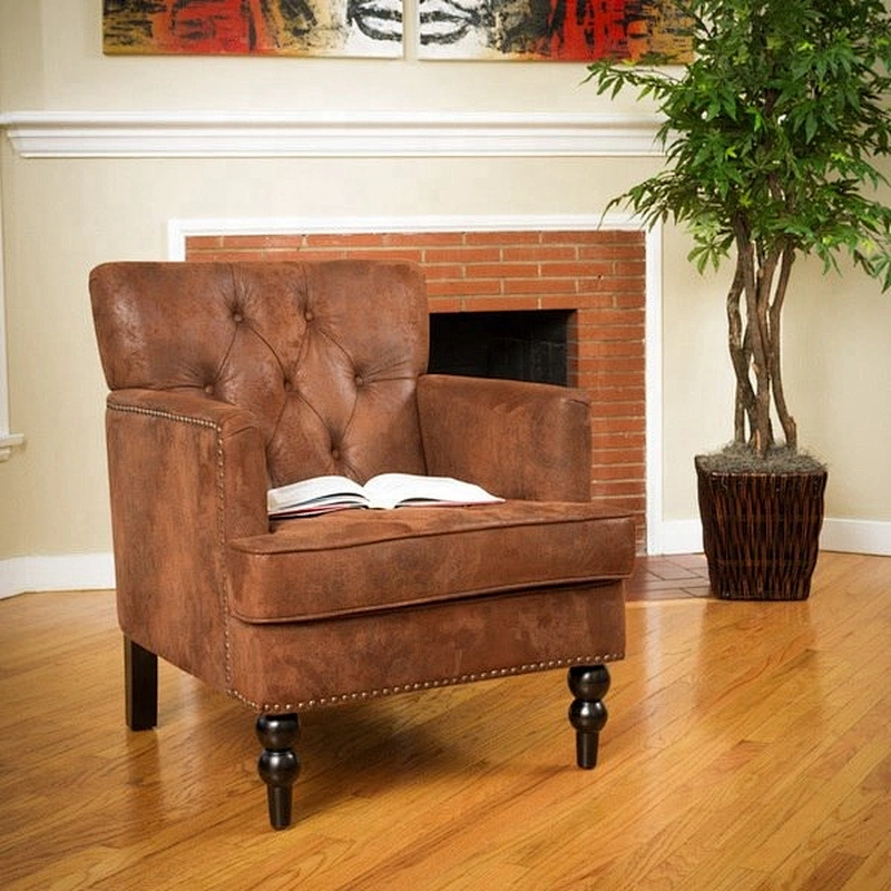 High Quality Modern Literary Design Style Grey Linen Material  Chair For Living Room