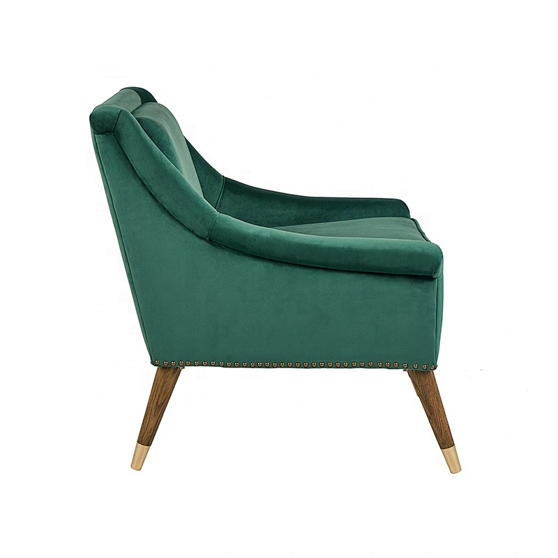 Luxury modern hotel chair leisure velvet chair  living room furniture with wooden legs