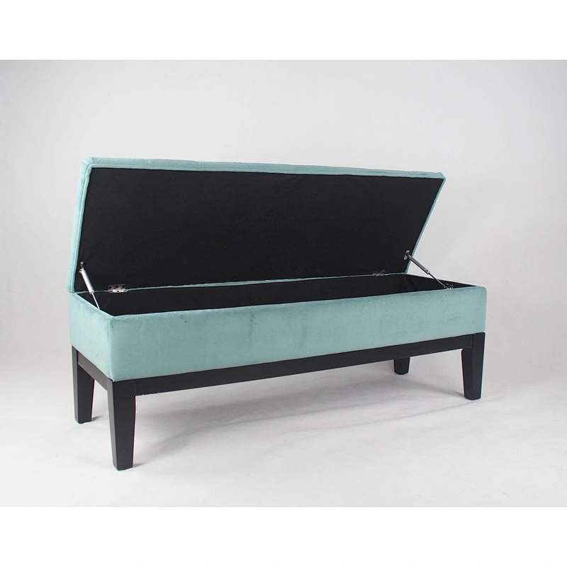 Hot Sale High Quality Modern Style Blue Linen Material  Ottoman&Bench With Storage Space For Living Room