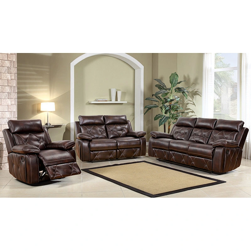 Health and comfortable 2019 living room high quality multi-function Manual leather sectional recliner sofa