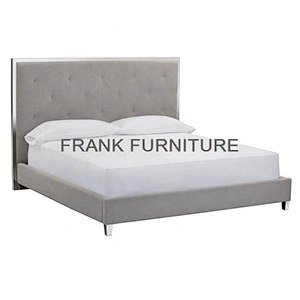 Latest Double Design Slat Wood Furniture Bed