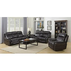 2019 hot selling black PU leather high quality with coffee table and drawer multifunction 3+2+1  recliner sofa set