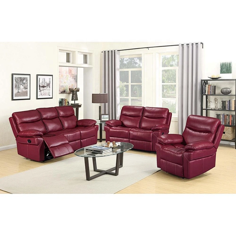Hot Sale Comfortable Modern Red Air  Leather Living Room Furniture  Recliner Sofa
