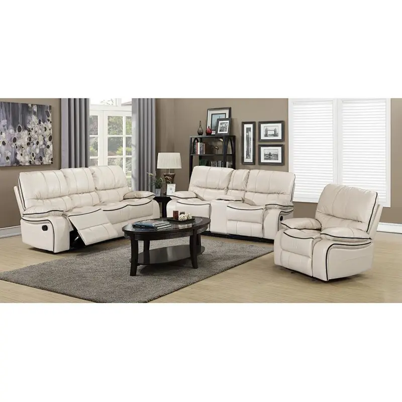 White leather 2019 hot sale style 3+2+1 seven seat multi-function belt cup holder living room recliner sofa set