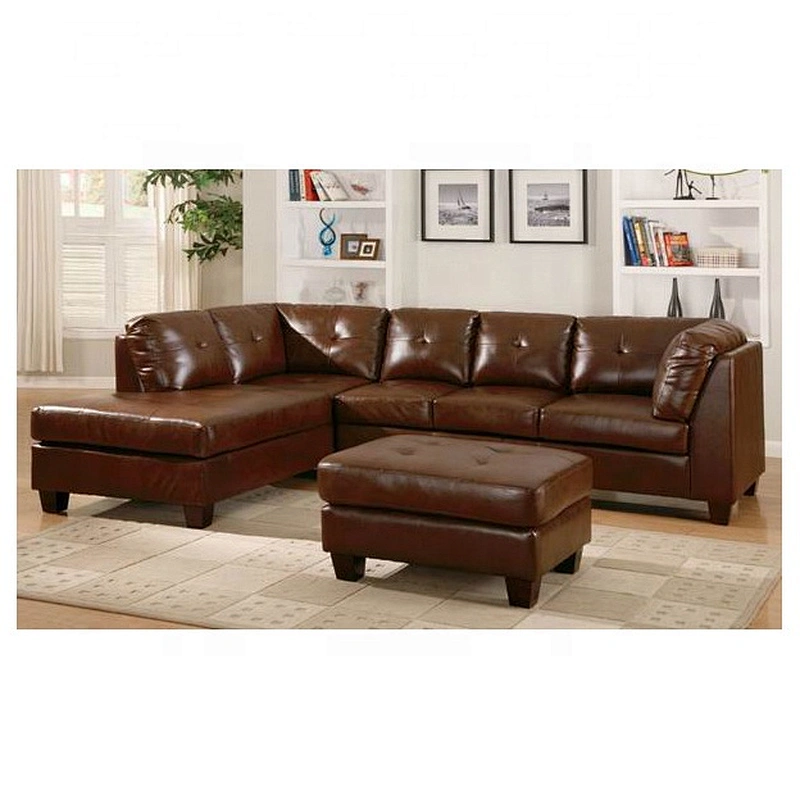 Frank furniture luxury sectional leather sofa and corner sofa european style  modern sofa with chaise lounge and ottoman