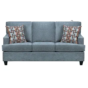 Modern style blue high quality linen triple seat with low armrests living room cut & sew sofa cover