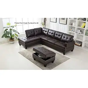 Frank furniture sectional wholesale living room corner sofa set with ottoman L shaped  European  American style sofa