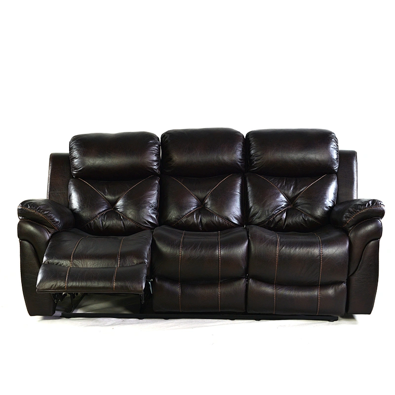 Frank Furniture Hot Sale Recliner Leather Sofa Chair 3 Seater Customized Pull Back Detail Recliner Sofa Set