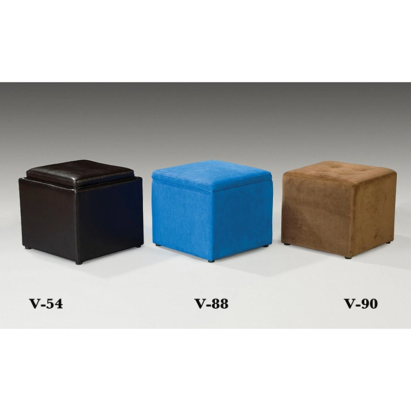 Factory price gray coffee table blue leather ottoman footstools and ottomans