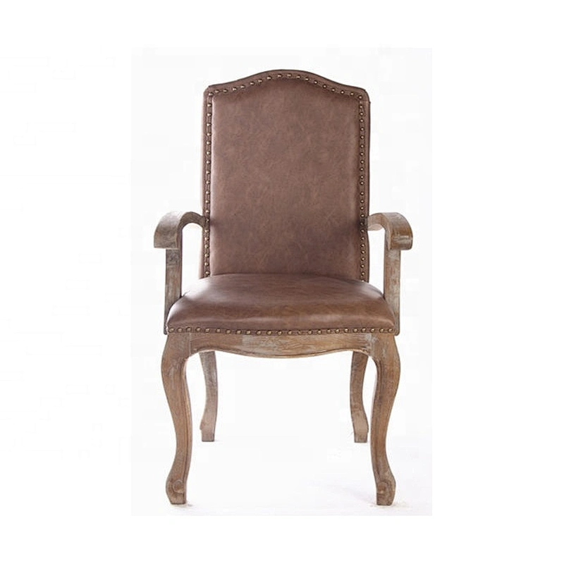 Frank furniture Modern classic wood design wooden leg louis dining Chairs with wood arm