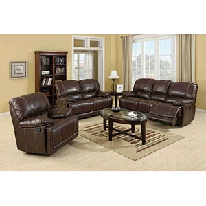 High quality chocolate color healthy leather memory foam comfortable big back old man living room recliner sofa