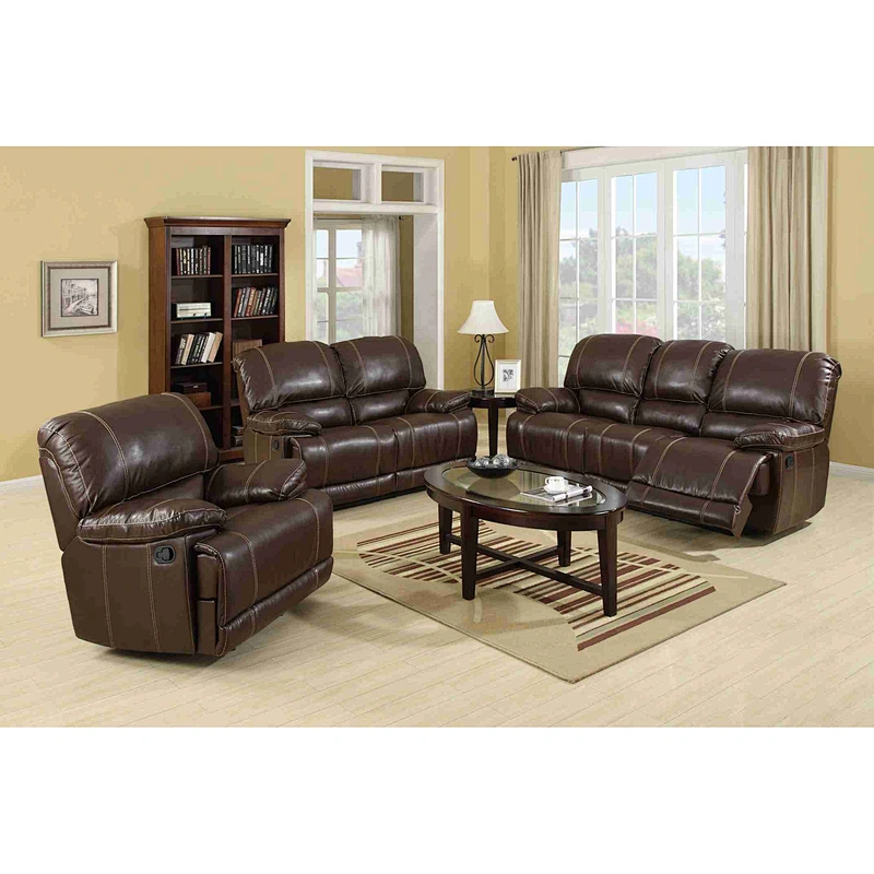 High quality chocolate color healthy leather memory foam comfortable big back old man living room recliner sofa