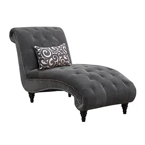 High quality black leather, simple curved design, beautiful and comfortable sponge cushion living room chaise lounge