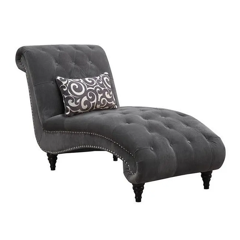 High quality black leather, simple curved design, beautiful and comfortable sponge cushion living room chaise lounge