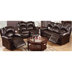 Black leather belt beautiful foam nail cup holder drop down multi-function living room 3+2+1 recliner sofa set