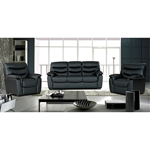 American modern simple design black leather smile health quality living room 3+1+1 sectional sofa set
