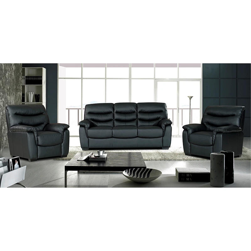 American modern simple design black leather smile health quality living room 3+1+1 sectional sofa set