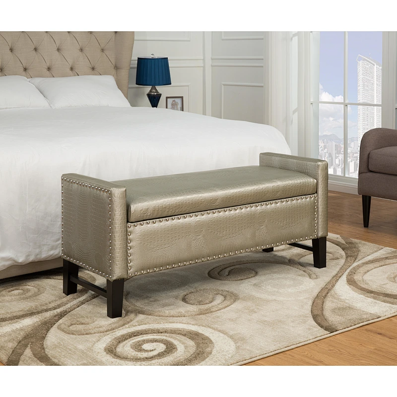 Frank Furniture Italian Style Ottoman Stool Ottoman Storage Customized With Nails Ottoman Storage Bench