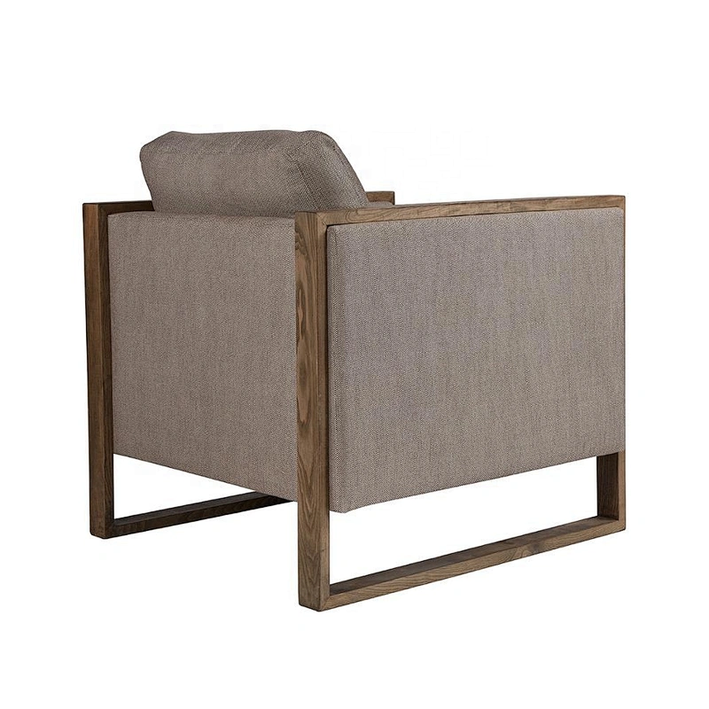New Model High Quality Living Room Furniture Wooden Frame Grey Velvet  Material Sofa Chair