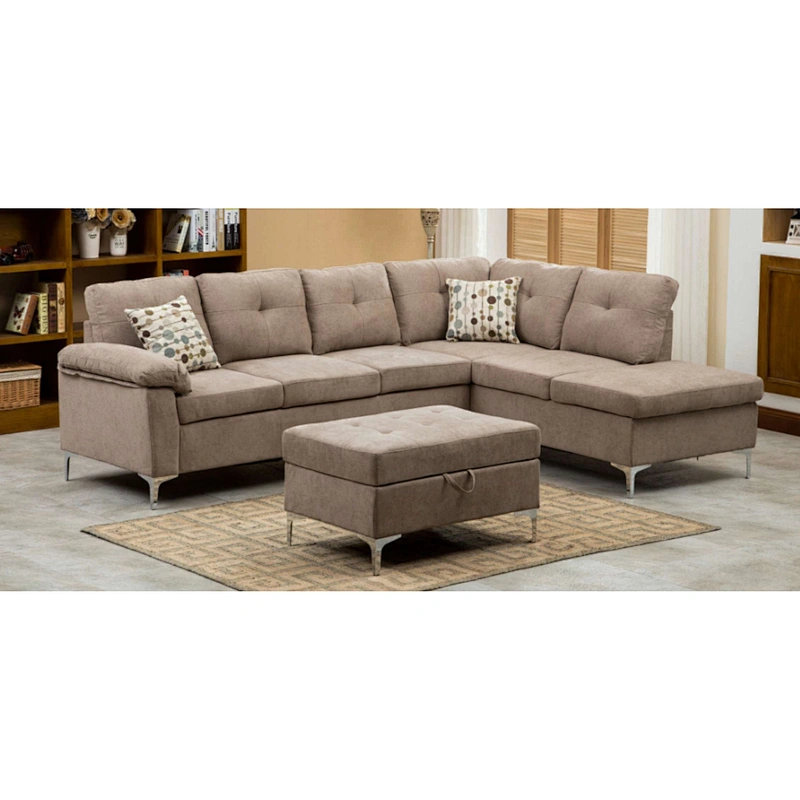 High quality and comfortable qualified gray cloth small five-person seat plastic foot living room home corner sofa