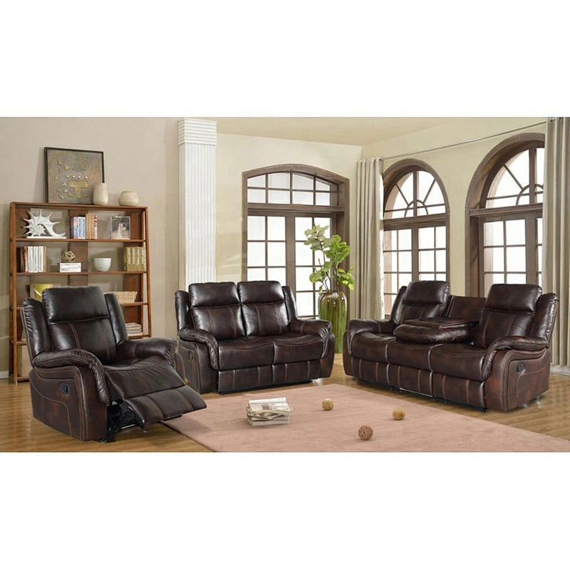 Back breathable leather belt beautiful retro foam nail comfortable multi-function living room 3+2+1 recliner sofa