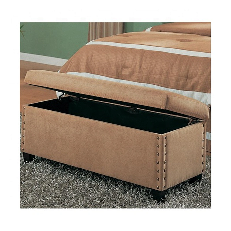 Hot Sale High Quality Modern Style Blue Linen Material  Ottoman&Bench With Storage Space For Living Room