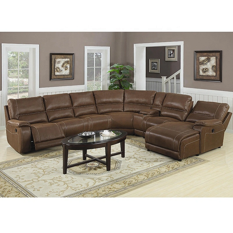 Home Furniture Living Room Leather Corner Sofa with Recliner