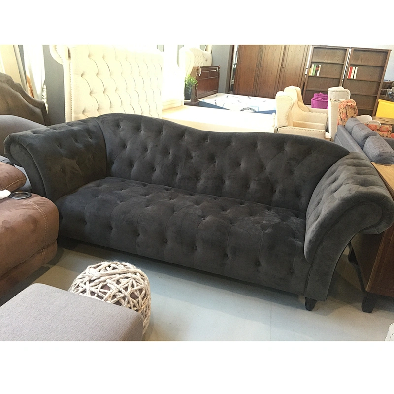 Frank Furniture Italian Modern Sofa Elegant Chesterfield Couch Living Room Sofa Black Velvet Sofa Set Designs