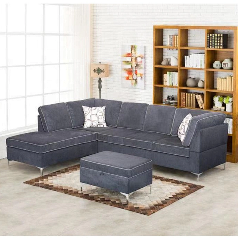 New Fashion Fabric Style Sofa Set Design Living Room Fabric Corner Sofa