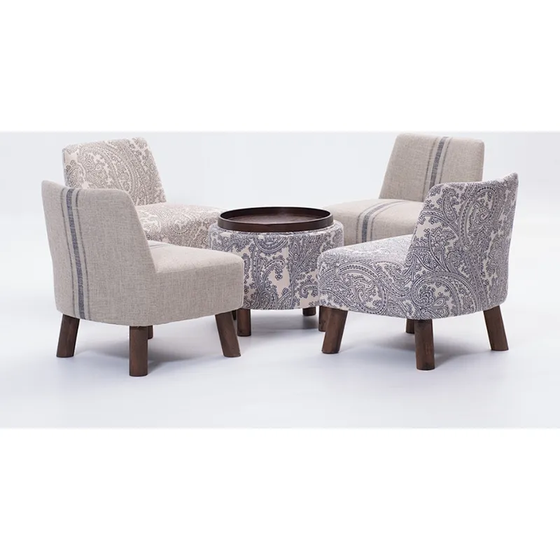 Modern beige small round with beautiful buckle design living room leather storage ottoman