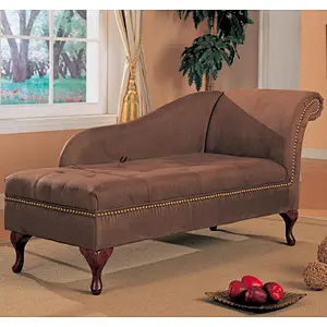 Brown high quality healthy sponge soft flannel with armrests modern beautiful living room storage chaise lounge