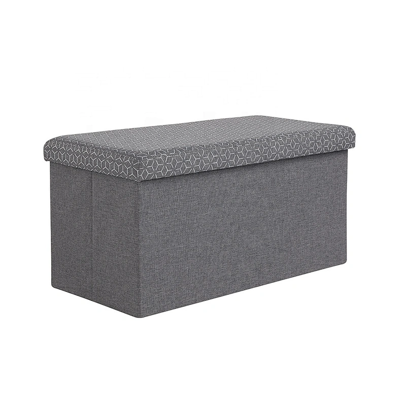2019 Newest  Design Grey Leisure Style Foldable Ottoman&Bench With Storage Space