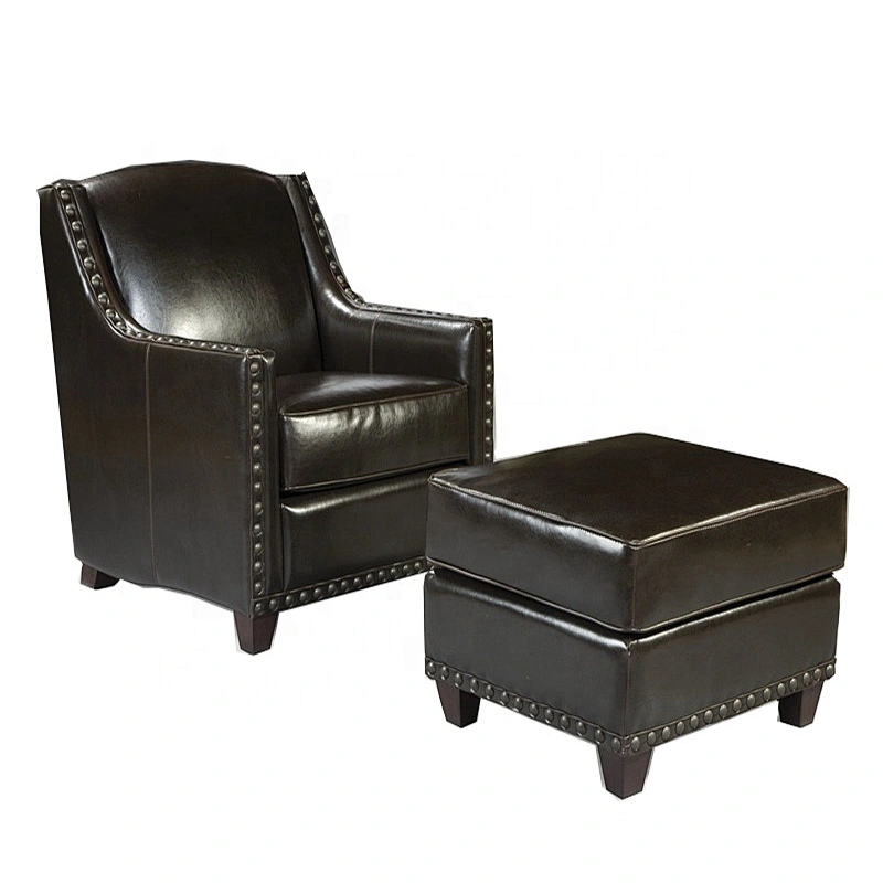 Hot sale  new model  living room furniture leather sofa  chair with ottoman