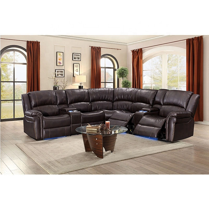 Best Selling Modern Leather Sectional Recliner Corner Sofa