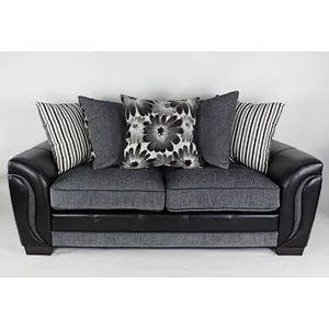 Gray leather European modern style sponge cushion 3+2 solid wood living room sectional sofa