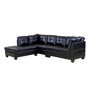 Blue comfortable linen healthy memory foam cushion three seats + large chaise living room sectional sofa