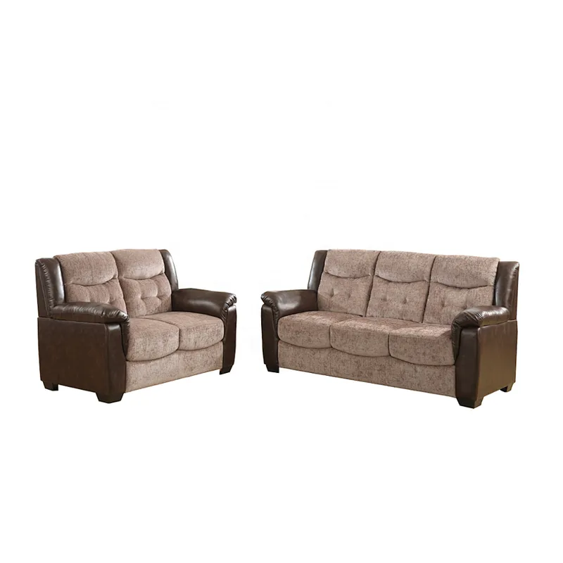 European modern style pu+ chenille beautiful stitching design healthy sponge cushion living room sectional 3+2 sofa