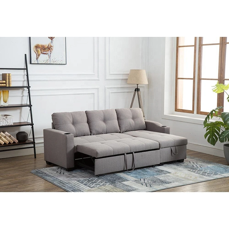 Factory cheap price sofa bed new product leather corner folding sofa bed with storage ottoman sofa cum bed